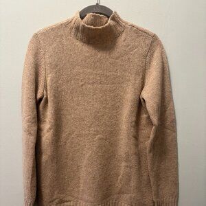 100% Cashmere J. McLaughlin Mock-Neck Sweater in Tan